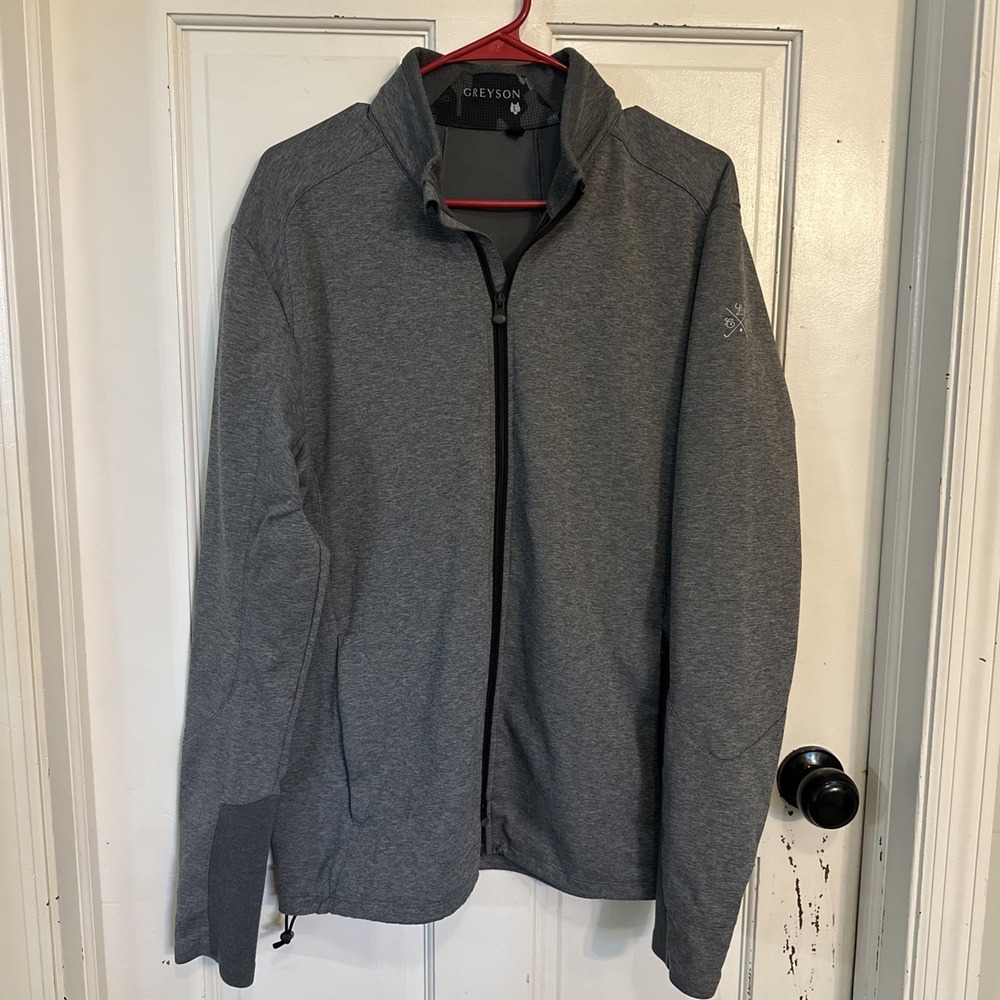 Greyson Sequoia full zip jacket in smoke heather gray Sz Large Golf Performance